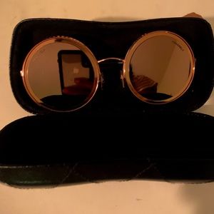 Chanel Gold Round Sunglasses Style #4226